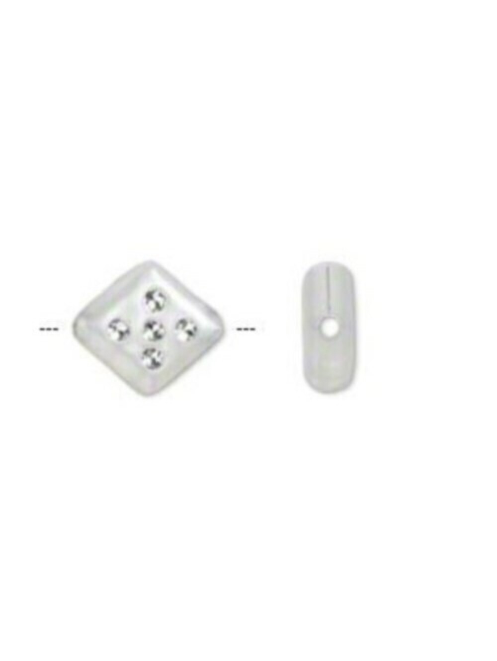 20 Retro Dove Grey Silver 13mm Diamond Dice Beads